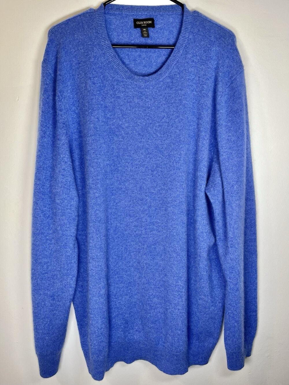 Club Room Luxury 100% Cashmere Sweater Mens XXL Periwinkle Blue Knit Pullover